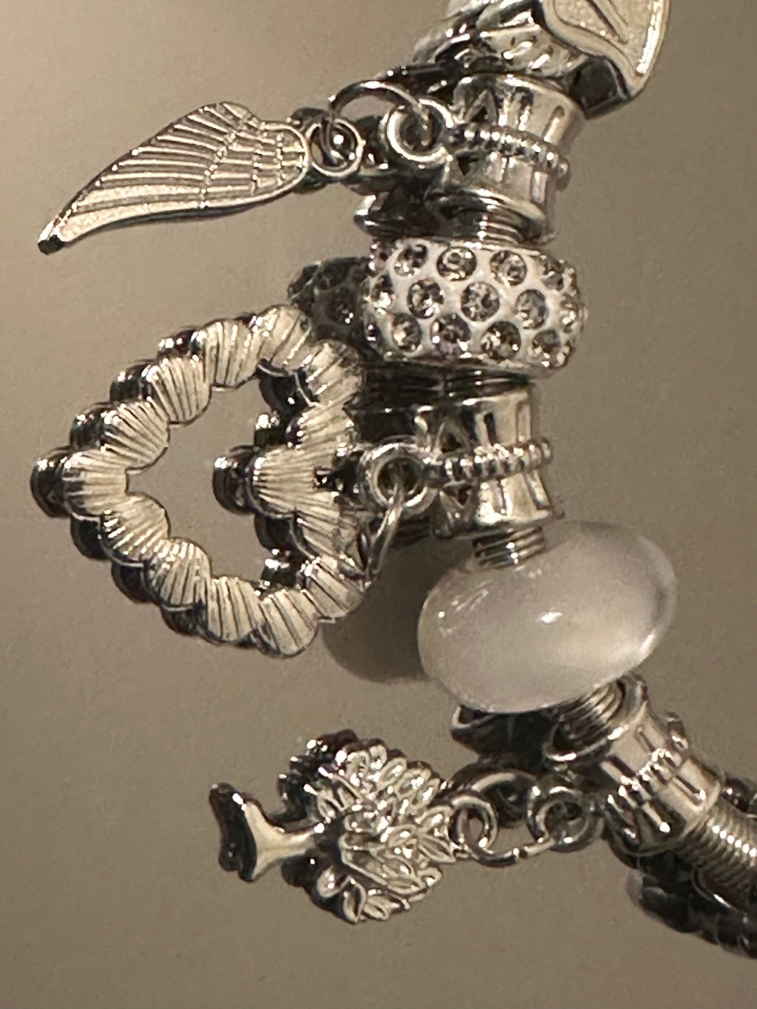 Charm bracelet silver-plated and made of titanium steel