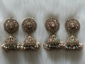 Antique multicolored Kundan polki Earrings | Pearl drop earrings | Indian Jewelry
