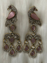 Elegant American Diamond & Moissanite Earrings with Victorian Peacock Style | Statement Indian Wedding Jewelry