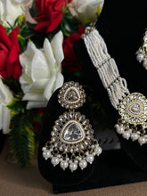 Tyaani-Inspired Uncut Kundan Milky White Pearl Choker Necklace Set with Jhumka & Tikka | Punjabi Bridal Jewelry